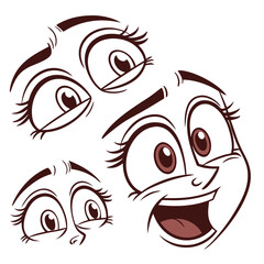 Cartoon eyes with expressive faces expressions drawing