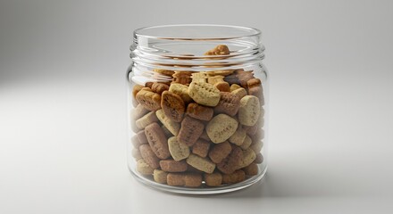 Glass jar overflows with sweetly baked biscuits bathed in soft light. AI Generated
