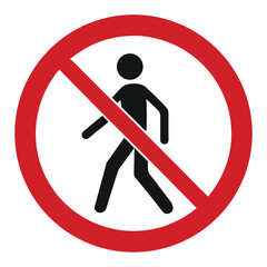 Vector Graphic of a No Pedestrian Sign with Red Circle and Slash
