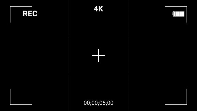Camera viewfinder overlay, Video camera recording on a black background
