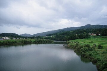 柳津町から見る只見川