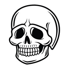 Fototapeta premium Monochrome stylized human skull presents a classic tattoo art with transparent background