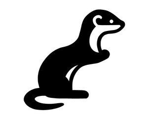 Weasel silhouette, black weasel vector illustration, isolated icon on white background
