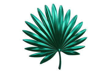Obraz premium Green palm leaf gleaming with glossy surface, revealing intricate texture against transparent backdrop