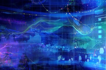 Abstract design features vibrant colors and dynamic shapes ideal for forex trading themes.