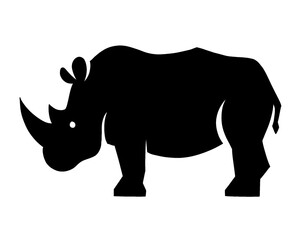Rhino silhouette, black rhino vector illustration, isolated icon on white background
