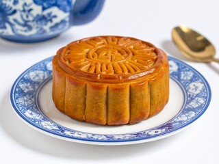 Traditional Moon Cake served on a plate