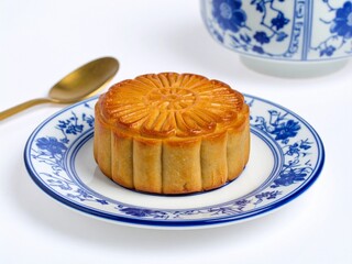 Traditional Moon Cake served on a plate