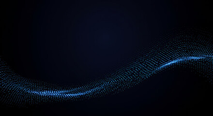 A mesmerizing digital wave of vibrant blue light flows elegantly across a dark canvas symbolizing data streams with