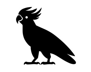 Cockatoo silhouette, black cockatoo vector illustration, isolated icon on white background
