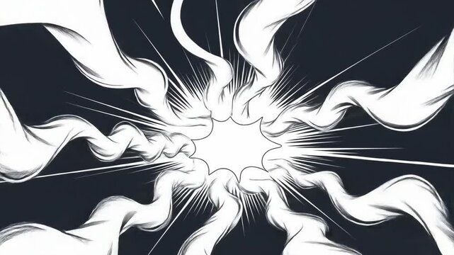Abstract Graphic Animation of Radial Rays and Flowing Shapes - Matte Background