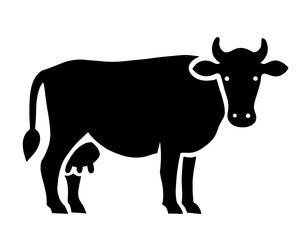 Cow silhouette, black Cow vector illustration, isolated icon on white background
