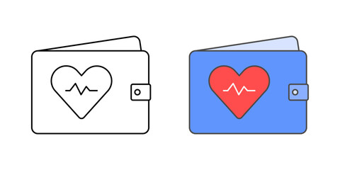 Financial health indicator icon with heart and wallet, ideal for personal finance, payment well being, and buy now pay later illustrations.