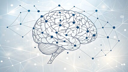 Illustration of a brain connected with a network of dots lines