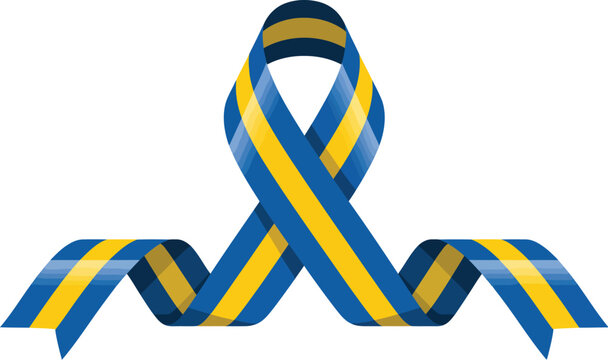 Find down syndrome ribbon clip art blue and yellow awareness ribbon graphic vector illustration design