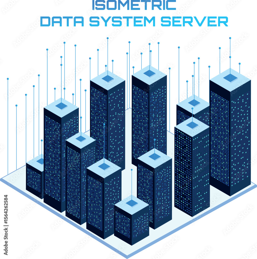 Aufkleber isometric data system server network. computer storage or farming workstation. web hosting, data bac