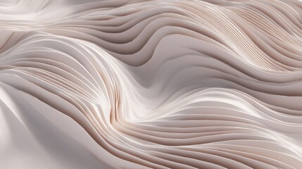 Obraz premium Abstract design of layered, wavy shapes in light beige tones.