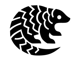 Pangolin silhouette, black pangolin vector illustration, isolated icon on white background
