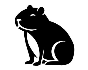 Capybara silhouette, black capybara vector illustration, isolated icon on white background
