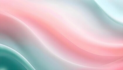 Fototapeta premium Soft pastel waves of pink, teal, and white blend seamlessly, creating an ethereal and dreamy abstract background.