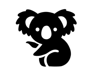 Koala silhouette, black koala vector illustration, isolated icon on white background
