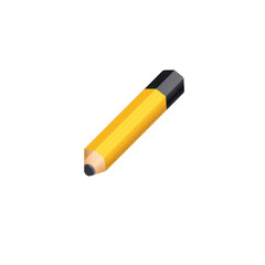 A simple and elegant 3D icon representing a yellow pencil with a black eraser on a transparent background perfect for creative editing and design projects