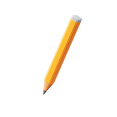 A stylized yellow pencil with a sharp graphite tip and a white eraser on a transparent PNG background a unique 3D icon design for creative editing tools and graphic design projects