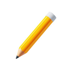A Simple Yellow Pencil With a White Eraser on Top Isolated on a Transparent Background a 3D Icon for Editing and Writing Purposes