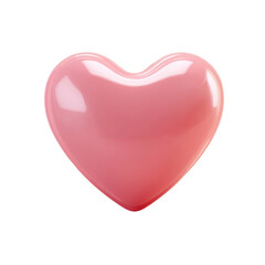 A vibrant and glossy pink heart icon symbolizing love and affection rendered in a soft 3d style with a transparent background perfect for digital design projects