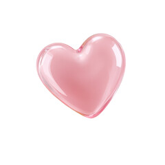 A delicate and shiny pink heart rendered as a transparent PNG 3D icon exuding a soft and loving aura