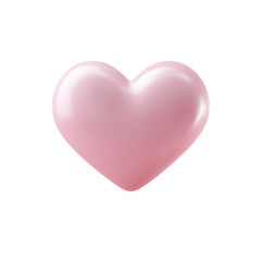 A glossy soft pink heart icon rendered in 3D with a transparent background perfect for digital design projects symbolizing love and affection