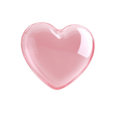 A soft, translucent, three-dimensional pink heart icon with a subtle gradient and highlight suggesting warmth and affection on a transparent background