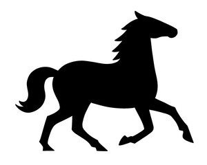 Horse silhouette, black horse vector illustration, isolated icon on white background
