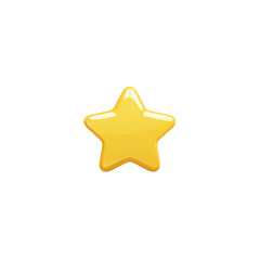 Shiny Golden Star Icon with Realistic 3D Rendering and Transparent Background for Gaming and User Interface Design Elements