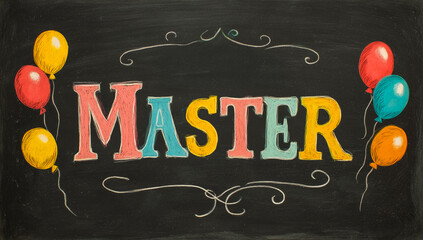 Celebration chalk lettering on blackboard
