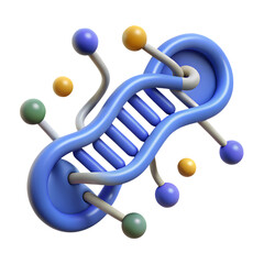 3d cartoon Digital DNA Strand with Binary Code Patterns and Futuristic Genetic Data Visualization