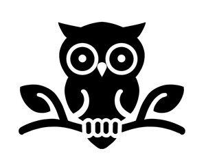 Owl silhouette, black owl vector illustration, isolated icon on white background
