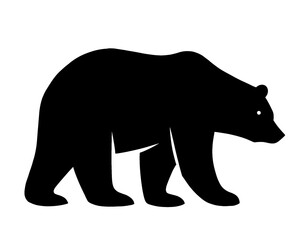 Bear silhouette, black bear vector illustration, isolated icon on white background
