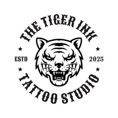 Simple tiger head logo concept. Angry tiger head design illustration, vector.