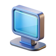 3D Render of a Futuristic Blue Digital Monitor Display isolated on white background 