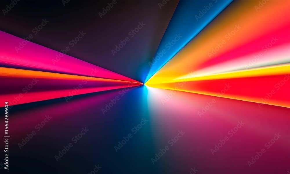 Poster vibrant light beams create dynamic patterns in colorful abstract display