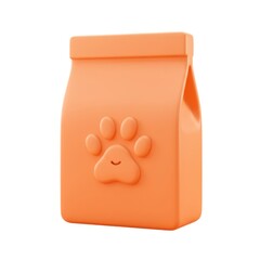 Pet food package design orange bag with paw print for animal feed