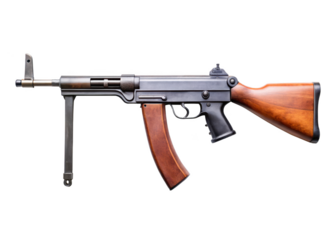Realistic tommy gun weapon isolated on a transparent background