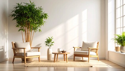 White Wall with Bamboo Touch