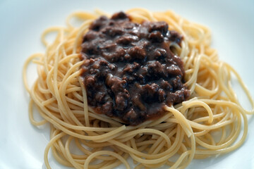 spaghetti bolognese on a plate