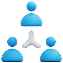 3D Team Hierarchy Connection Icon
