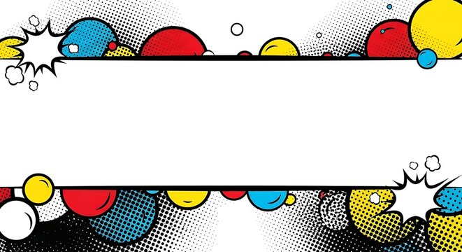 Retro Comic Book Style Banner Template Blank Space for Text and Design