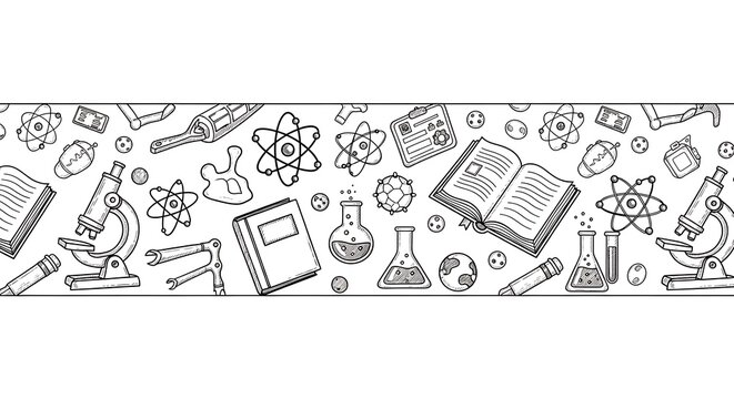 Science Education Seamless Pattern of Hand-Drawn Science Elements - Powered by Adobe