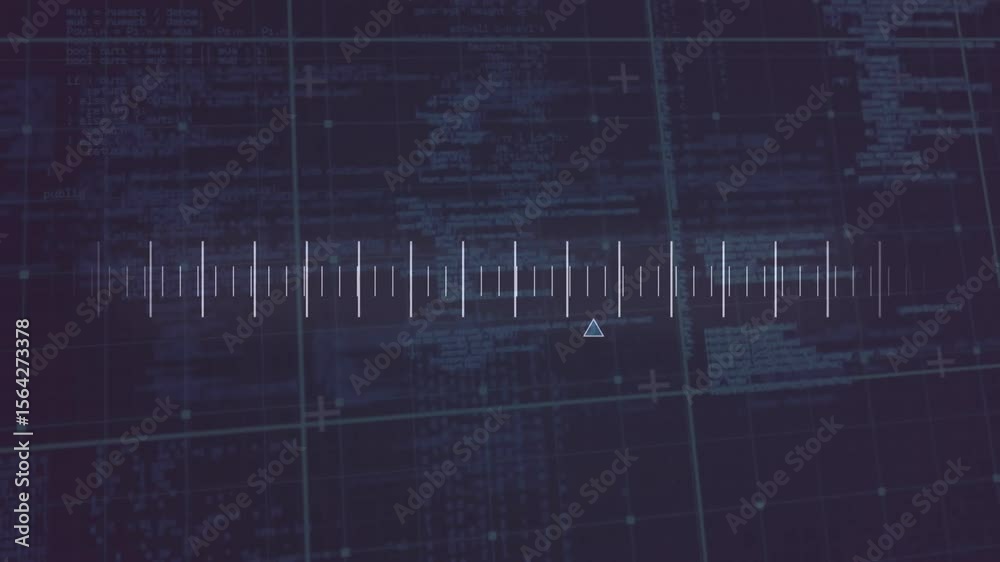 Poster Starting blue pointer shifting right along scale while grid and code pulsing indicating progress