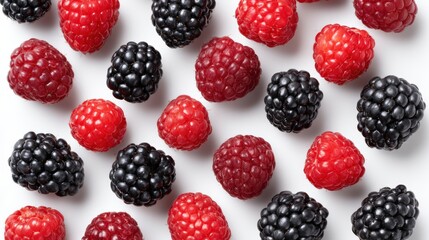 Vibrant assortment of fresh berries display above view for healthy eating and decor